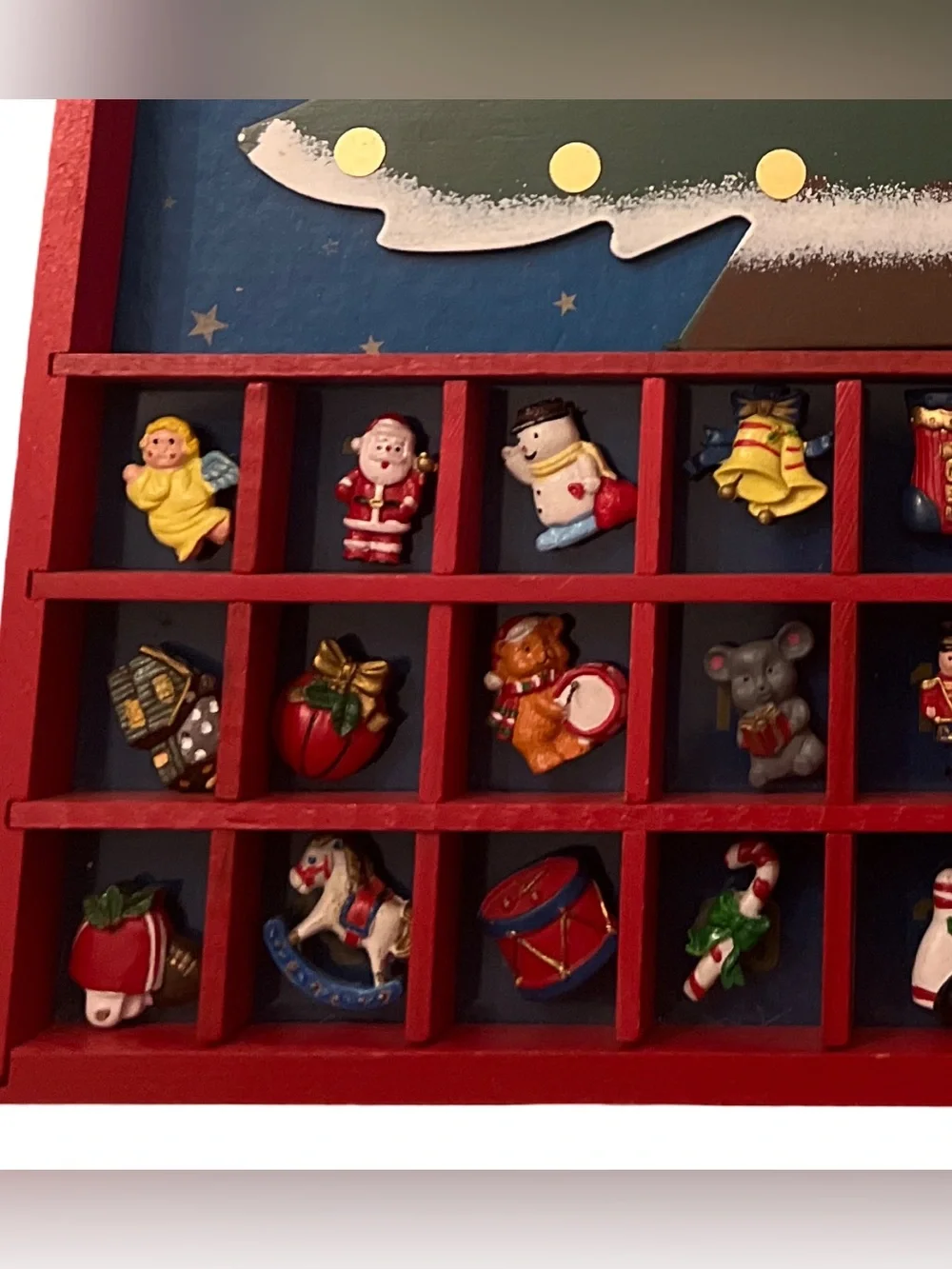 Vintage Advent Christmas Tree Magnetic Wooden 1980-90